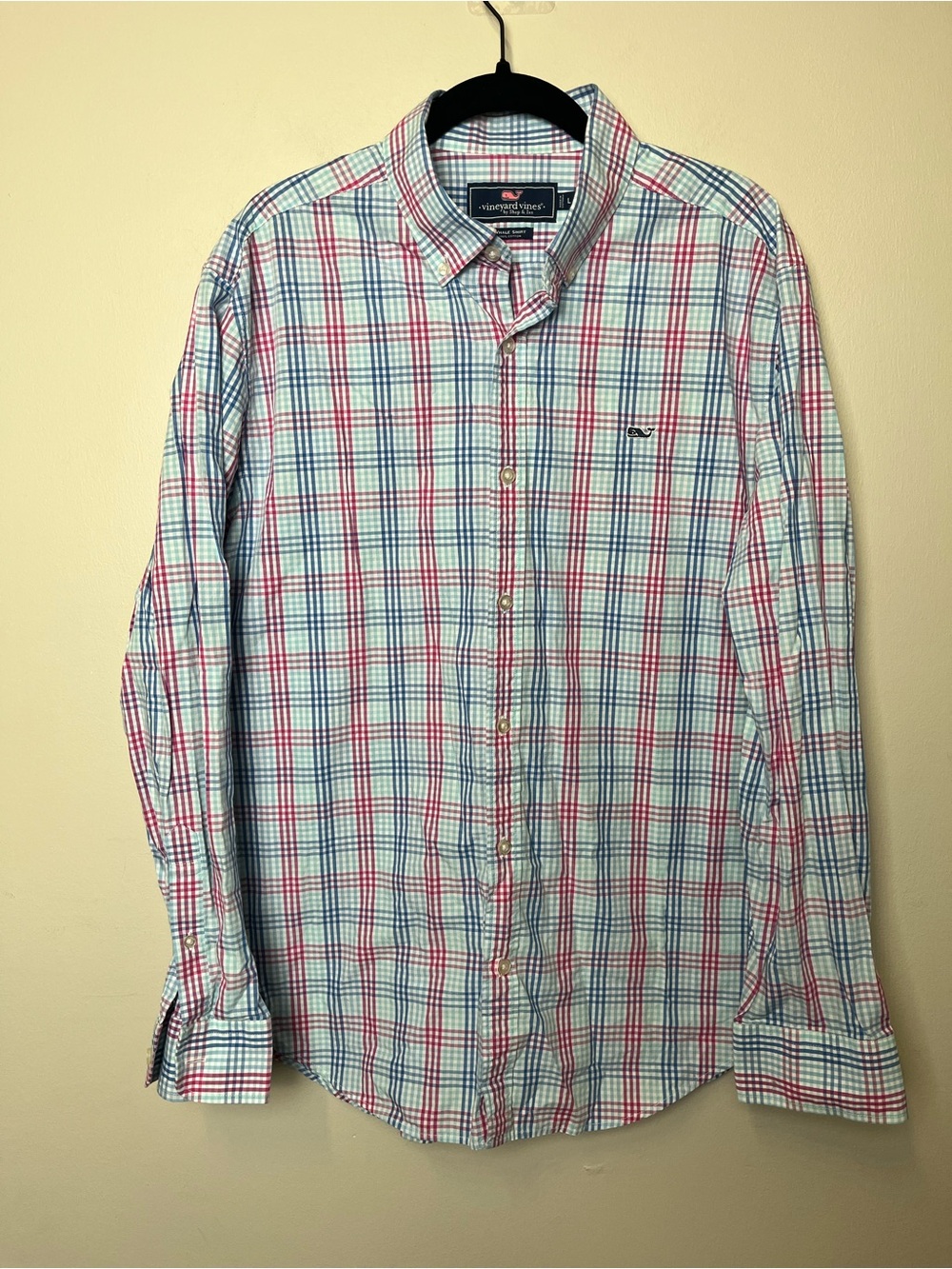 Vineyard Vines Plaid Button-Down Shirt in White, Blue & Red Whale Shirt